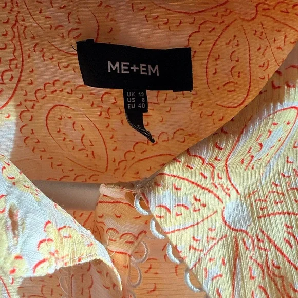 ME+EM
Women's Natural Silk-linen Lace Print Balloon Sleeve Blouse - US Size 8 - Picture 3 of 5